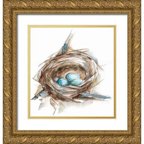 Bird Nest Study II Gold Ornate Wood Framed Art Print with Double Matting by Harper, Ethan