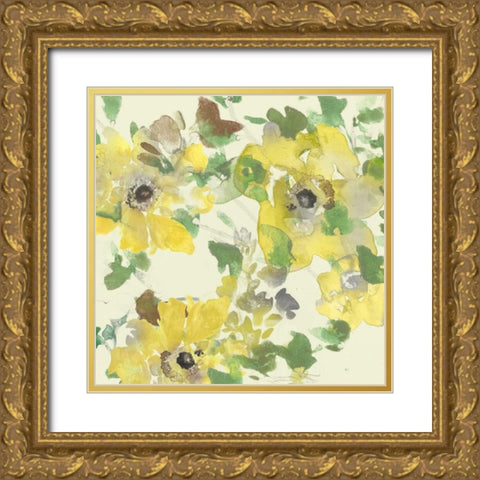 Yellow and Grey Blooms II Gold Ornate Wood Framed Art Print with Double Matting by Studio W