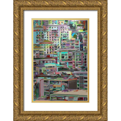 Stack IV Gold Ornate Wood Framed Art Print with Double Matting by Burghardt, James