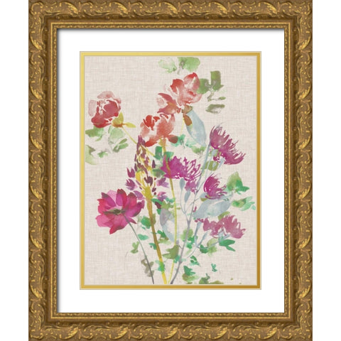 Linen Bouquet I Gold Ornate Wood Framed Art Print with Double Matting by Mosley, Kiana
