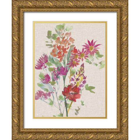 Linen Bouquet II Gold Ornate Wood Framed Art Print with Double Matting by Mosley, Kiana