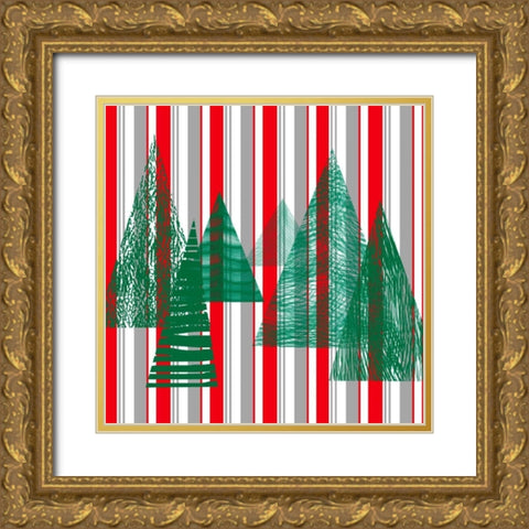 Oh Christmas Tree IV Gold Ornate Wood Framed Art Print with Double Matting by Gordon, Sharon