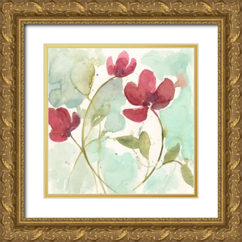 Sweetheart Flowers II Gold Ornate Wood Framed Art Print with Double Matting by Goldberger, Jennifer