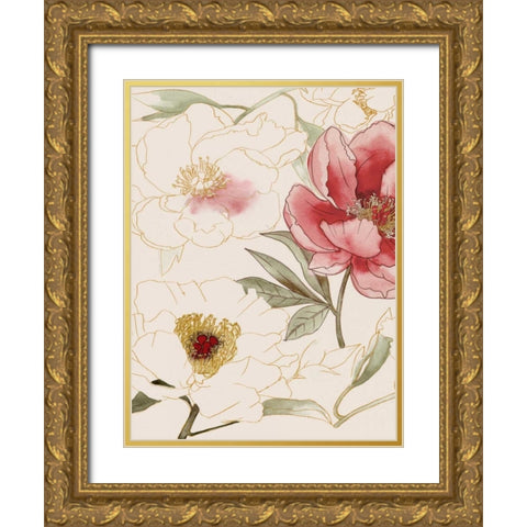 Unfinished Floral I Gold Ornate Wood Framed Art Print with Double Matting by Popp, Grace