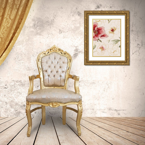 Unfinished Floral II Gold Ornate Wood Framed Art Print with Double Matting by Popp, Grace