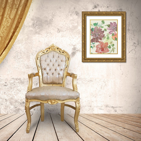 Fuchsia Inked Blooms II Gold Ornate Wood Framed Art Print with Double Matting by Studio W