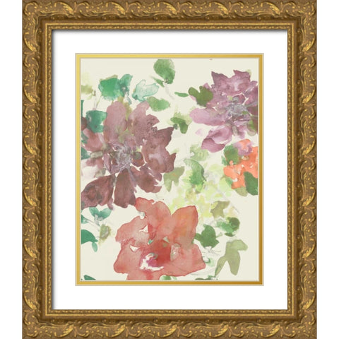 Fuchsia Inked Blooms II Gold Ornate Wood Framed Art Print with Double Matting by Studio W
