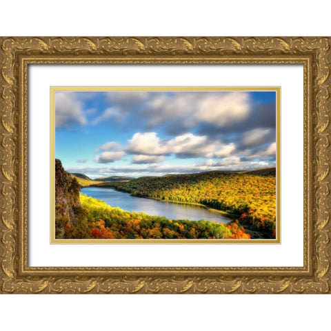 Lake of the Clouds Gold Ornate Wood Framed Art Print with Double Matting by Burchett, P.H.