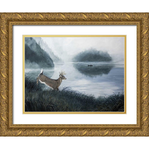 Deer Path II Gold Ornate Wood Framed Art Print with Double Matting by Lynnsy, B.