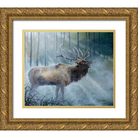 Elk Journey III Gold Ornate Wood Framed Art Print with Double Matting by Lynnsy, B.