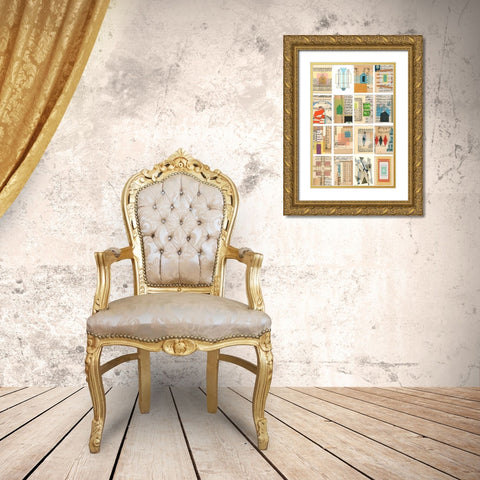 Mid Century Grid II Gold Ornate Wood Framed Art Print with Double Matting by Galapon, Nikki