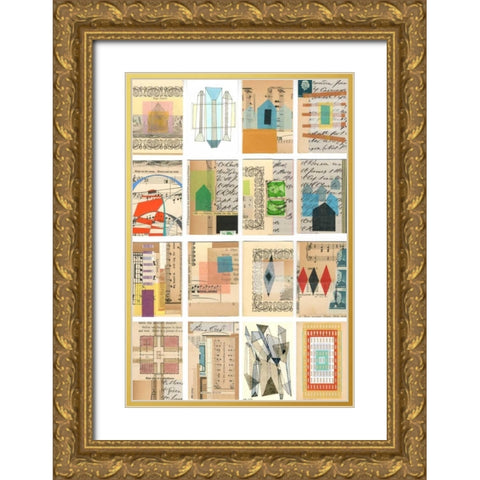 Mid Century Grid II Gold Ornate Wood Framed Art Print with Double Matting by Galapon, Nikki