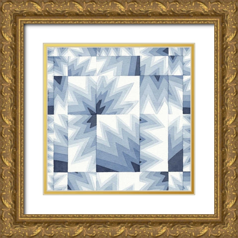 Gradient Indigo III Gold Ornate Wood Framed Art Print with Double Matting by Galapon, Nikki