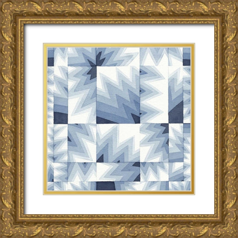 Gradient Indigo IV Gold Ornate Wood Framed Art Print with Double Matting by Galapon, Nikki