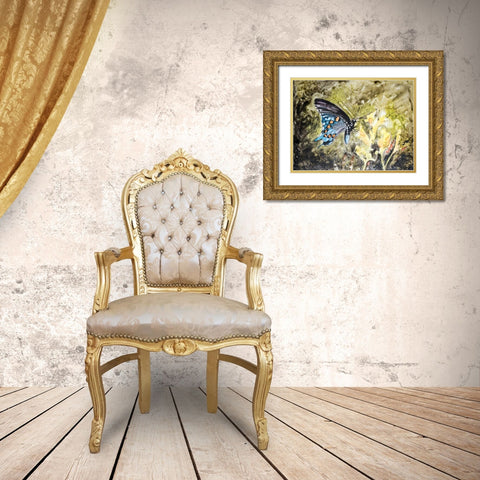 Butterfly in Nature I Gold Ornate Wood Framed Art Print with Double Matting by Lynnsy, B.