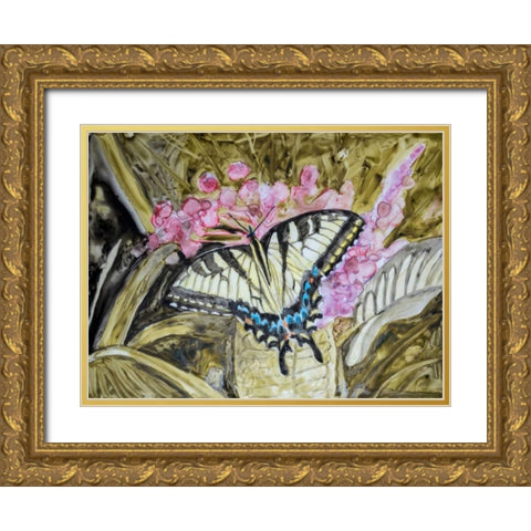 Butterfly in Nature II Gold Ornate Wood Framed Art Print with Double Matting by Lynnsy, B.