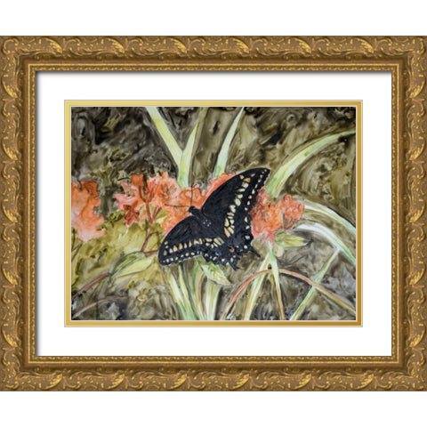 Butterfly in Nature III Gold Ornate Wood Framed Art Print with Double Matting by Lynnsy, B.