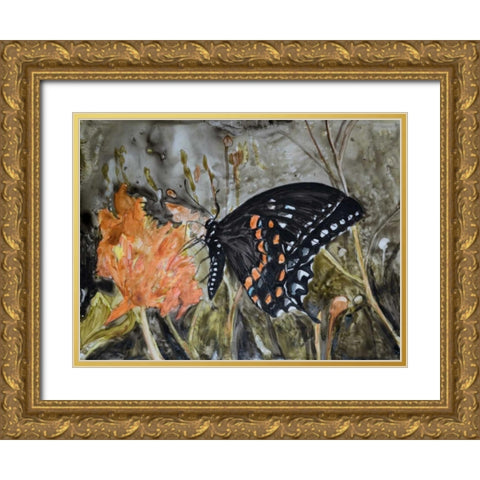 Butterfly in Nature IV Gold Ornate Wood Framed Art Print with Double Matting by Lynnsy, B.