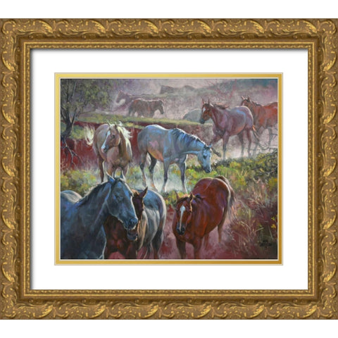 Greener Pastures Gold Ornate Wood Framed Art Print with Double Matting by Sorenson, Jack
