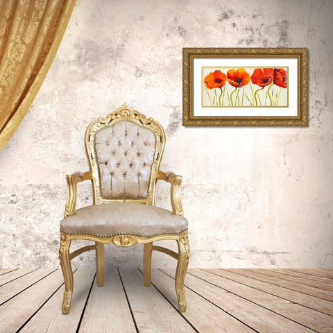 Row of Tulips II Gold Ornate Wood Framed Art Print with Double Matting by OToole, Tim