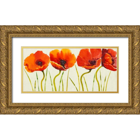 Row of Tulips II Gold Ornate Wood Framed Art Print with Double Matting by OToole, Tim
