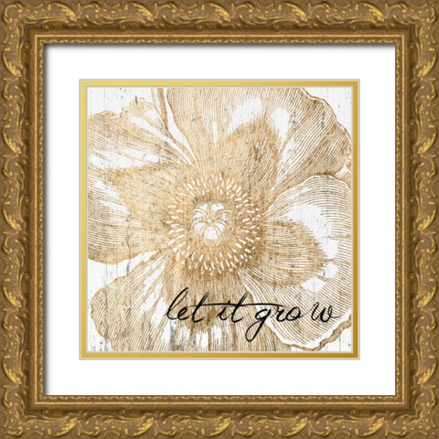 Metallic Floral Quote III Gold Ornate Wood Framed Art Print with Double Matting by Fagalde, Jarman