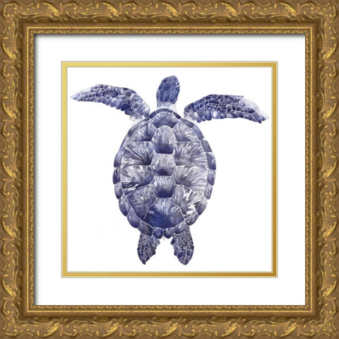 Marine Turtle I Gold Ornate Wood Framed Art Print with Double Matting by Popp, Grace