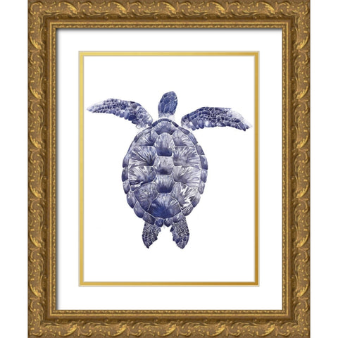 Marine Turtle I Gold Ornate Wood Framed Art Print with Double Matting by Popp, Grace