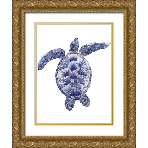 Marine Turtle II Gold Ornate Wood Framed Art Print with Double Matting by Popp, Grace