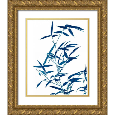 Indigo Botanica I Gold Ornate Wood Framed Art Print with Double Matting by McCavitt, Naomi