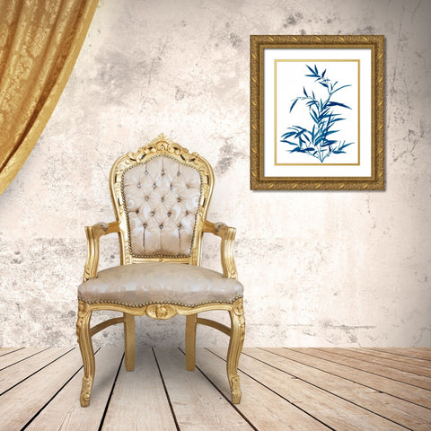 Indigo Botanica II Gold Ornate Wood Framed Art Print with Double Matting by McCavitt, Naomi