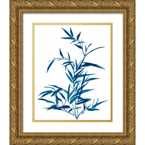 Indigo Botanica II Gold Ornate Wood Framed Art Print with Double Matting by McCavitt, Naomi