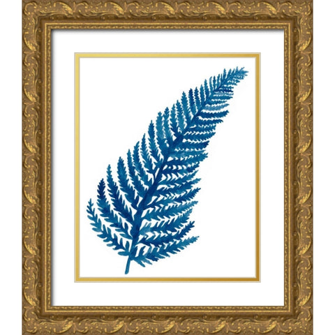 Indigo Botanica IV Gold Ornate Wood Framed Art Print with Double Matting by McCavitt, Naomi