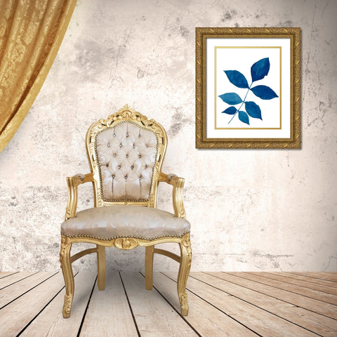 Indigo Botanica VI Gold Ornate Wood Framed Art Print with Double Matting by McCavitt, Naomi