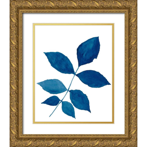 Indigo Botanica VI Gold Ornate Wood Framed Art Print with Double Matting by McCavitt, Naomi