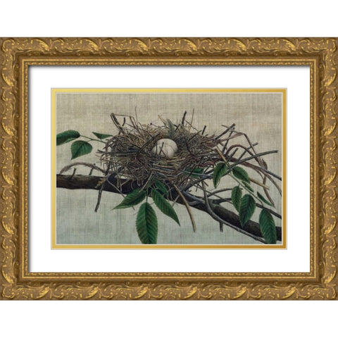 Nesting III Gold Ornate Wood Framed Art Print with Double Matting by Butler, John