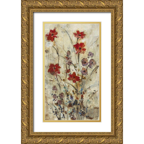 Floral Wash I Gold Ornate Wood Framed Art Print with Double Matting by OToole, Tim