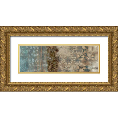 Shibori Panel I Gold Ornate Wood Framed Art Print with Double Matting by Zarris, Chariklia