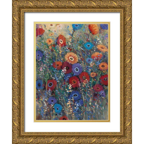 Flower Patch II Gold Ornate Wood Framed Art Print with Double Matting by OToole, Tim