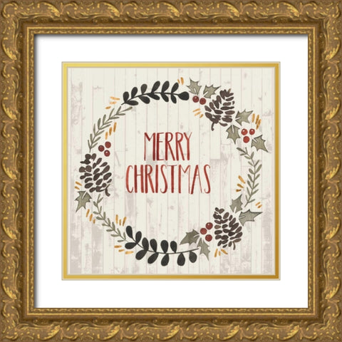 Rustic Christmas II Gold Ornate Wood Framed Art Print with Double Matting by Popp, Grace