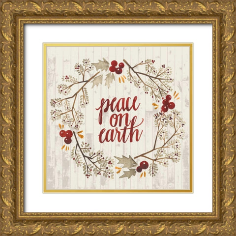 Rustic Christmas V Gold Ornate Wood Framed Art Print with Double Matting by Popp, Grace