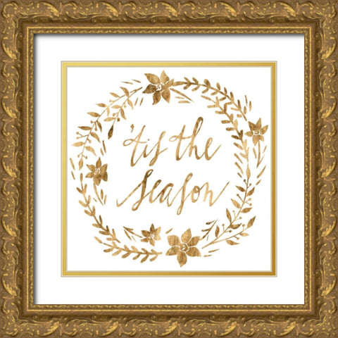 Golden Christmas I Gold Ornate Wood Framed Art Print with Double Matting by Popp, Grace