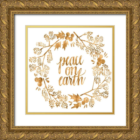 Golden Christmas II Gold Ornate Wood Framed Art Print with Double Matting by Popp, Grace