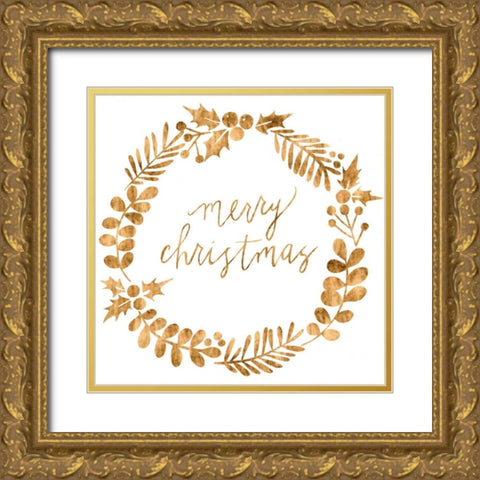 Golden Christmas III Gold Ornate Wood Framed Art Print with Double Matting by Popp, Grace