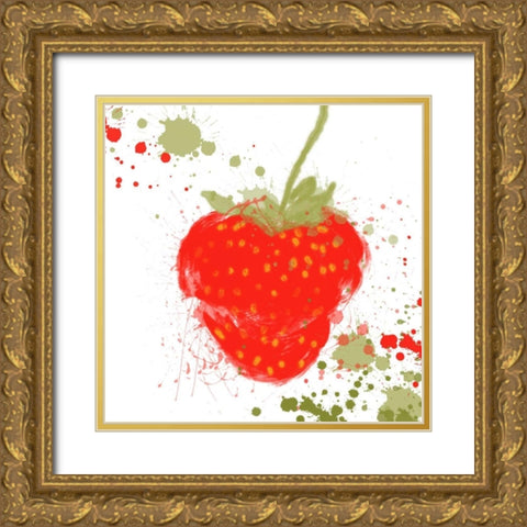 Modern Strawberry Gold Ornate Wood Framed Art Print with Double Matting by Orlov, Irena