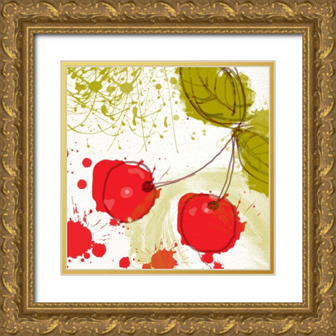 Modern Cherry Gold Ornate Wood Framed Art Print with Double Matting by Orlov, Irena