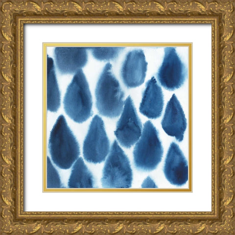Indigo Bleed III Gold Ornate Wood Framed Art Print with Double Matting by Popp, Grace