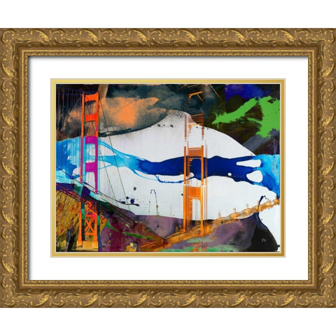 San Francisco Bridge Abstract I Gold Ornate Wood Framed Art Print with Double Matting by Jasper, Sisa