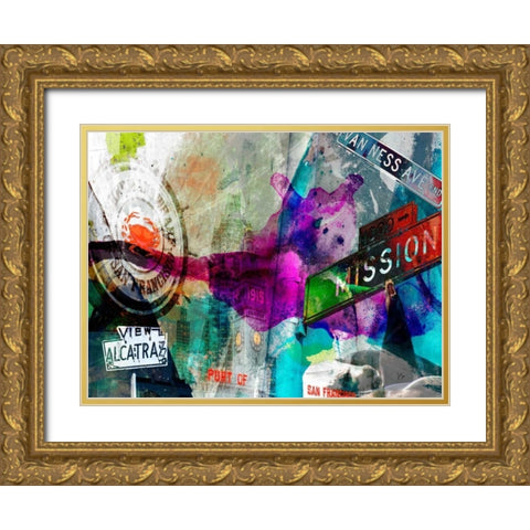 San Francisco Signs III Gold Ornate Wood Framed Art Print with Double Matting by Jasper, Sisa