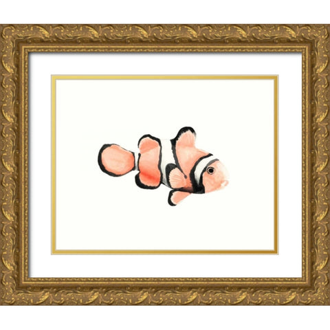 Watercolor Tropical Fish IV Gold Ornate Wood Framed Art Print with Double Matting by McCavitt, Naomi